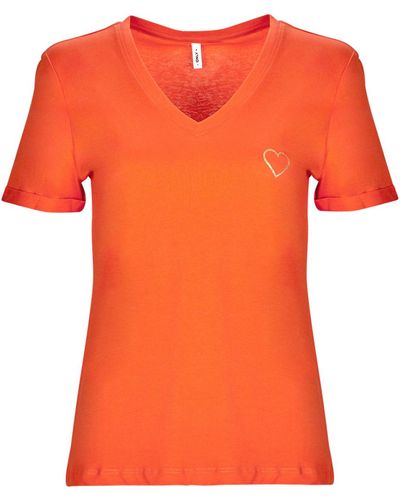 ONLY T Shirt Onlkita S/s V-neck Heart Top Box Cs Jrs - Orange