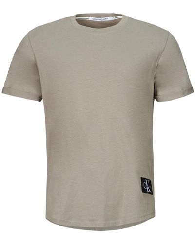 Calvin Klein T Shirt Badge Turn Up Sleeve - Grey