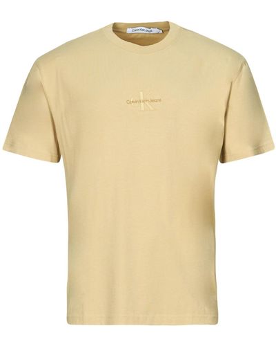 Calvin Klein T Shirt Washed Monologo Tee - Yellow