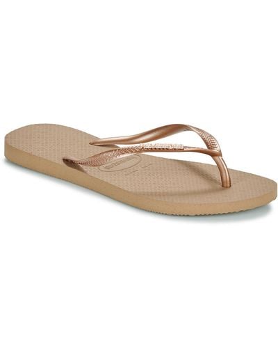 Havaianas Flip Flops / Sandals (shoes) Slim Logo Metallic - Brown