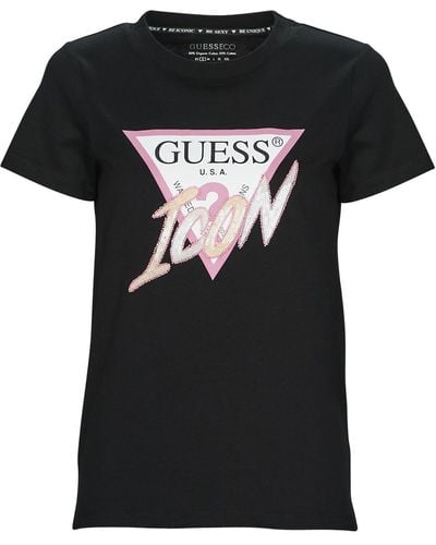 Guess T Shirt Ss Cn Icon Tee - Black