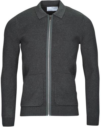 SELECTED Cardigans Slhtoronto Ls Knit Zip Up Shirt - Black
