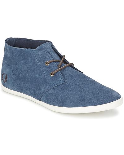 Fred Perry Roots Unlined Suede Women's Shoes (high-top Trainers) In Blue