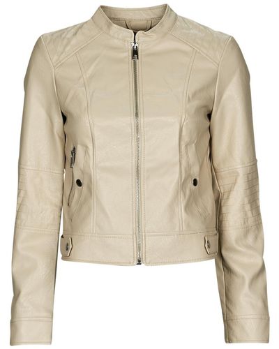Vero Moda Leather Jacket Vmlove Lavine Short Coated Jacket - Natural