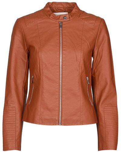 Vila Viblue Leather Jacket - Brown