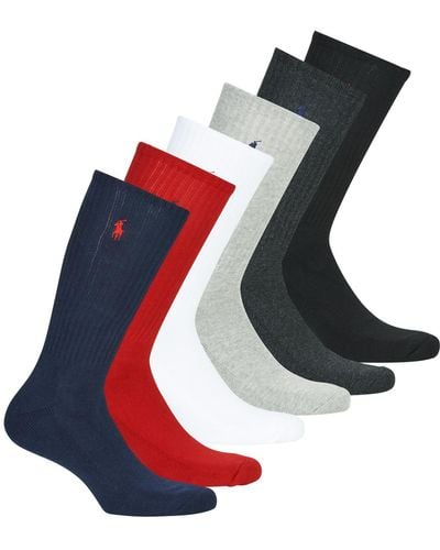 Polo Ralph Lauren Asx110 6 Pack Cotton High Socks - Multicolour