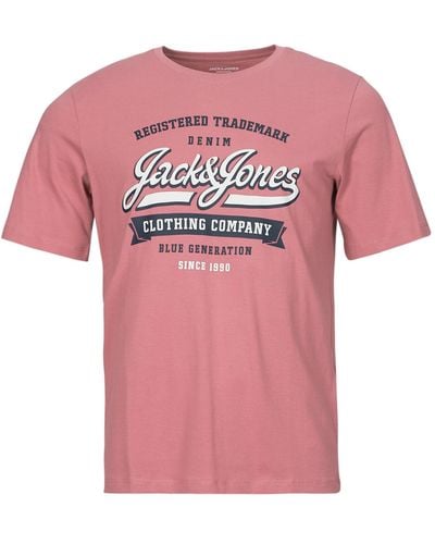 Jack & Jones T Shirt Jjelogo Tee Ss O-neck 2 Col Ss24 Sn - Pink