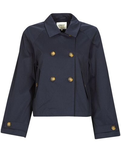 ONLY Trench Coat Onlapril Short Trenchcoat Cc - Blue