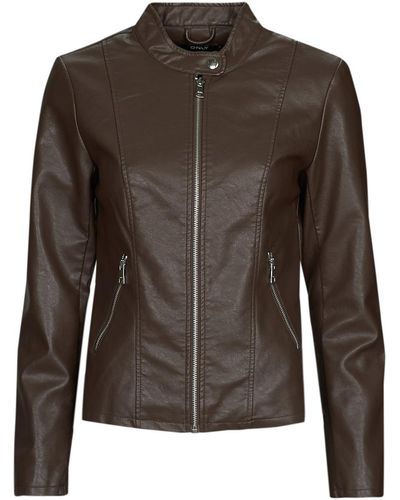 ONLY Onlmelisa Faux Leather Jacket Cc Otw Leather Jacket - Brown