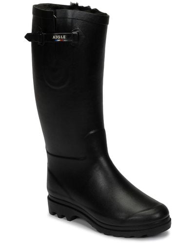 Aigle Ntine Fur Wellington Boots - Black
