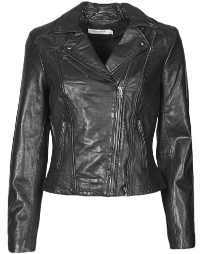 Naf Naf Camilla Leather Jacket - Black