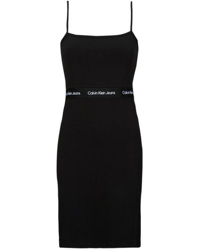 Calvin Klein Dress Logo Elastic Strappy Dress - Black