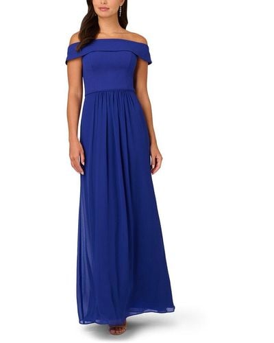 Adrianna Papell Crepe Chiffon Gown - Blue