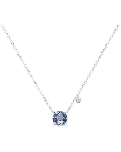 Meira T 14k 0.65 Ct. Tw. Diamond & Blue Topaz Necklace - White