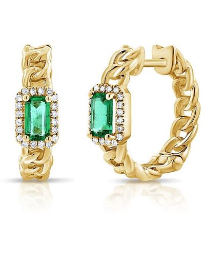 Sabrina Designs 14k 1.07 Ct. Tw. Diamond & Emerald Huggie Earrings - Metallic