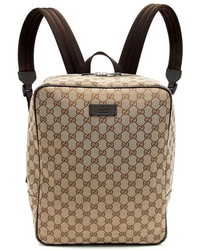 Gucci Gg Canvas & Leather Travel Large Backpack (Authentic Pre-Owned) - Brown