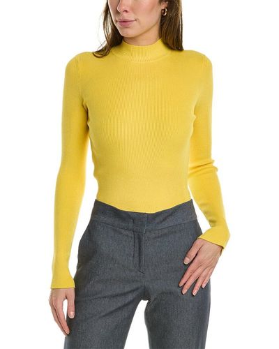 Oscar de la Renta Mock Neck Silk-blend Sweater - Yellow