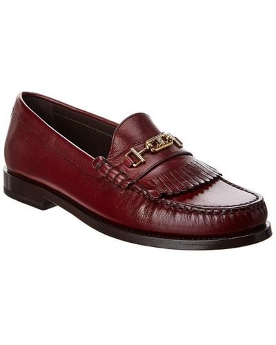 Celine Luco Triomphe Leather Loafer - Red