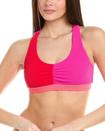 Terez Textured Sport Bikini Top - Pink