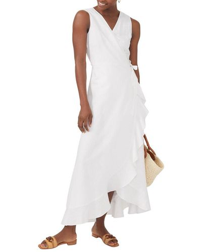 J.McLaughlin Solid Cerise Linen-blend Dress - White