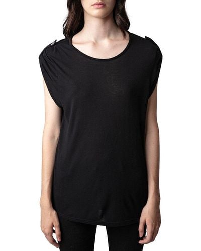 Zadig & Voltaire Donate Bouton Bijoux Wool-blend T-shirt - Black