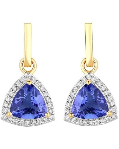 Diana M. Jewels Fine Jewelry 14k 3.86 Ct. Tw. Diamond & Tanzanite Dangle Earrings - Blue