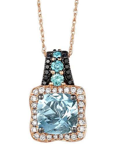 Le Vian 14k Rose Gold 1.79 Ct. Tw. Diamond & Aquamarine Necklace - Blue