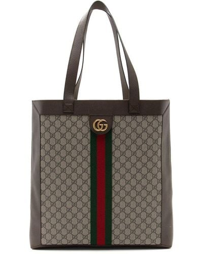 Gucci Gg Supreme Canvas & Leather Ophidia Soft Vertical Large Tote (Authentic Pre-Owned) - Black