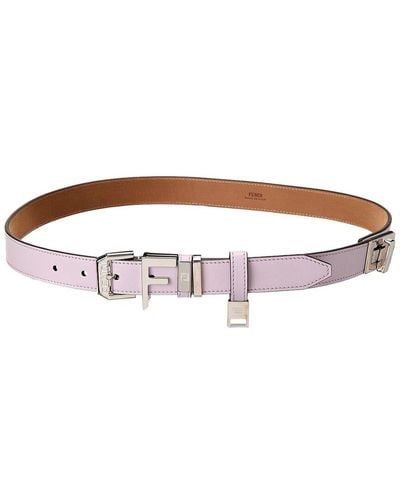 Fendi Leather Belt - White