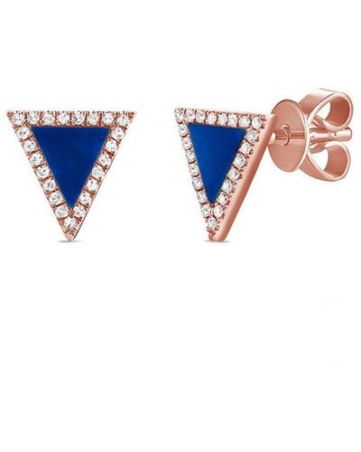 Sabrina Designs 14k Rose Gold 0.45 Ct. Tw. Diamond & Lapis Triangle Earrings - Blue