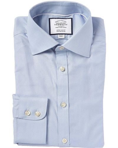 Charles Tyrwhitt Egyptian Link Weave Extra Slim Fit Shirt - Blue