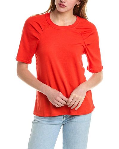 Socialite Raglan Pleated T-shirt - Red