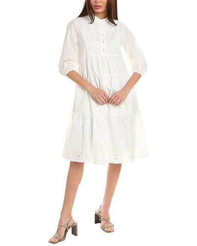 Gracia Shirred Babydoll Dress - White