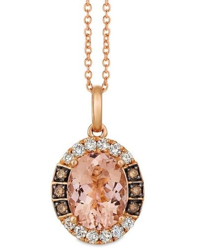 Le Vian Le Vian 14k Rose Gold 2.10 Ct. Tw. Diamond & Morganite Necklace - White