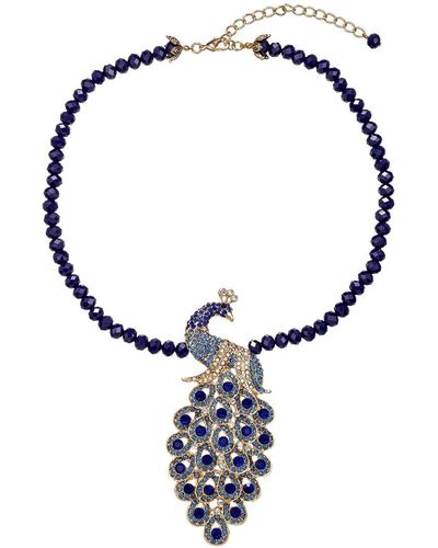 Eye Candy LA The Luxe Collection Peacock Brooch Statement Necklace - Blue