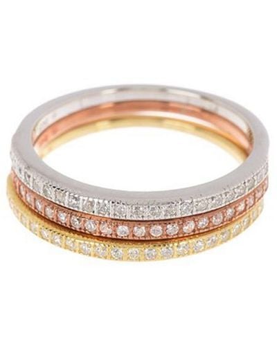Adornia 14k Two-tone Over Silver & Silver Set Of Rings - White