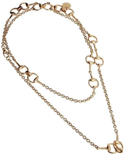 Gucci 18K Rose Horsebit Sautoir Necklace (Authentic Pre-Owned) - Metallic
