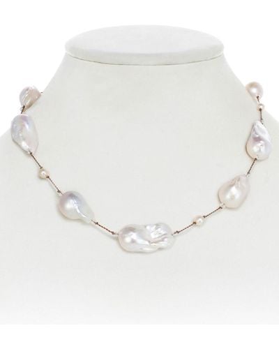 Margo Morrison New York Silver 5-18mm Pearl Short Necklace - White