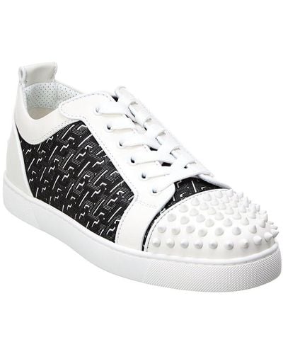 Christian Louboutin Louis Junior Spikes Orlato Coated Canvas & Leather Sneaker - White