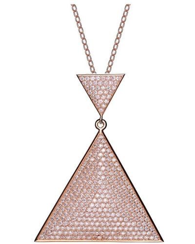 Genevive Jewelry 18k Rose Gold Plated Cz Statement Pendant - Pink