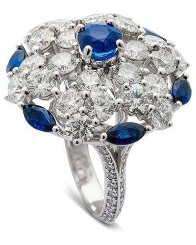 Graff 18K.87 Ct. Tw. Diamond & Sapphire Cocktail Ring (Authentic Pre-Owned) - Blue