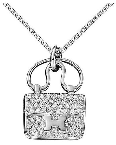Hermès 18K 0.29 Ct. Tw. Diamond Constance Charm Pendant Necklace (Authentic Pre-Owned) - White