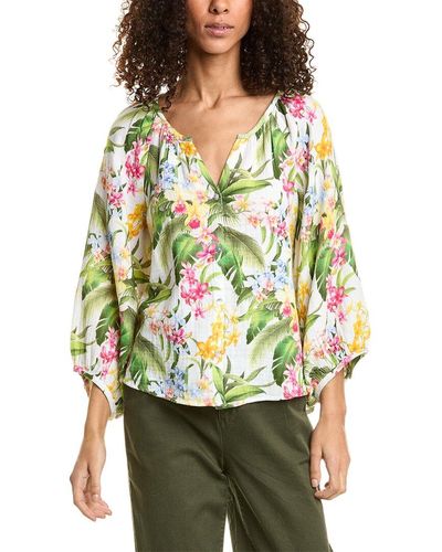 Tommy Bahama Breezy Blooms Peasant Top - Green