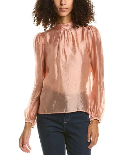 Gracia Sheer Mock Neck Top - Pink