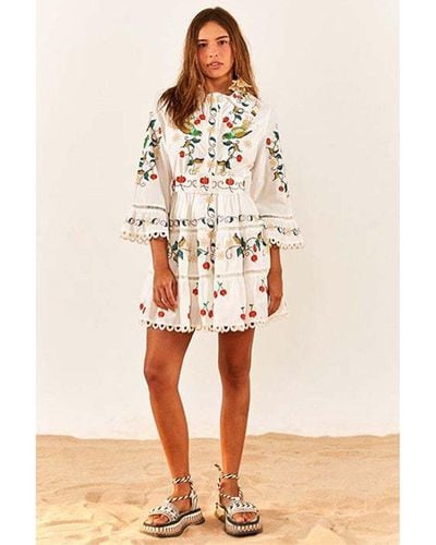 FARM Rio Pitanga Embroidery Mini Dress - Natural