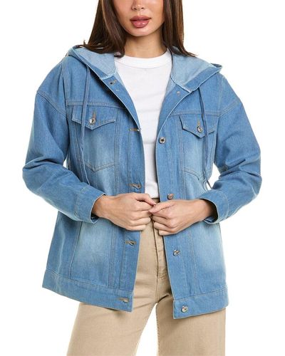 Pascale La Mode Hooded Denim Jacket - Blue