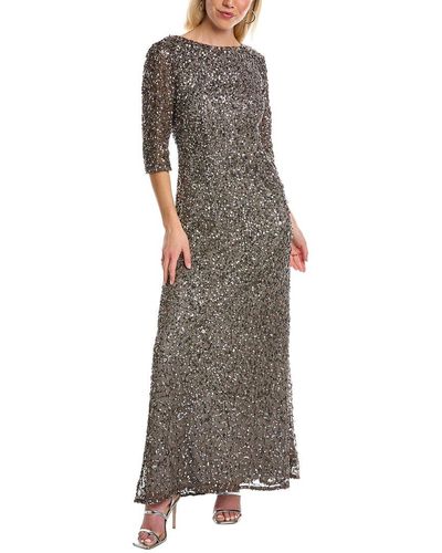 Adrianna Papell Women's Off The Shoulder Gown Gray Size 8