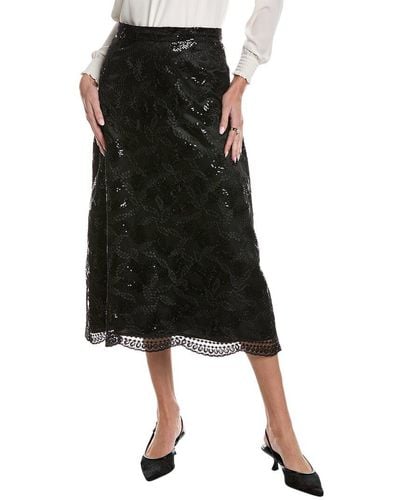 Anne Klein Sequin Mesh A-line Skirt - Black