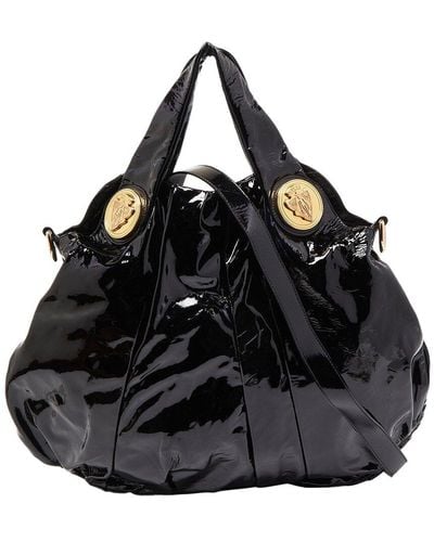 Gucci Patent Leather Large Hysteria Hobo Bag (Authentic Pre-Owned) - Black