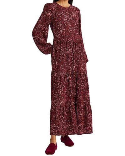 Boden Relaxed Fit Crew Neck Maxi Tier Dress - Red